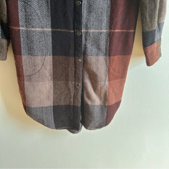Free People Sz M Street Talk Plaid Button Front Relaxed Shacket Jacket - Picture 3 of 13